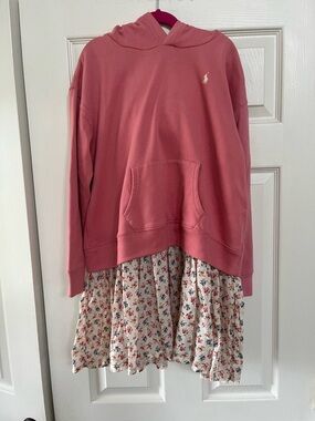 Polo by Ralph Lauren Pink Pullover Hoodie with Gold Logo Tag